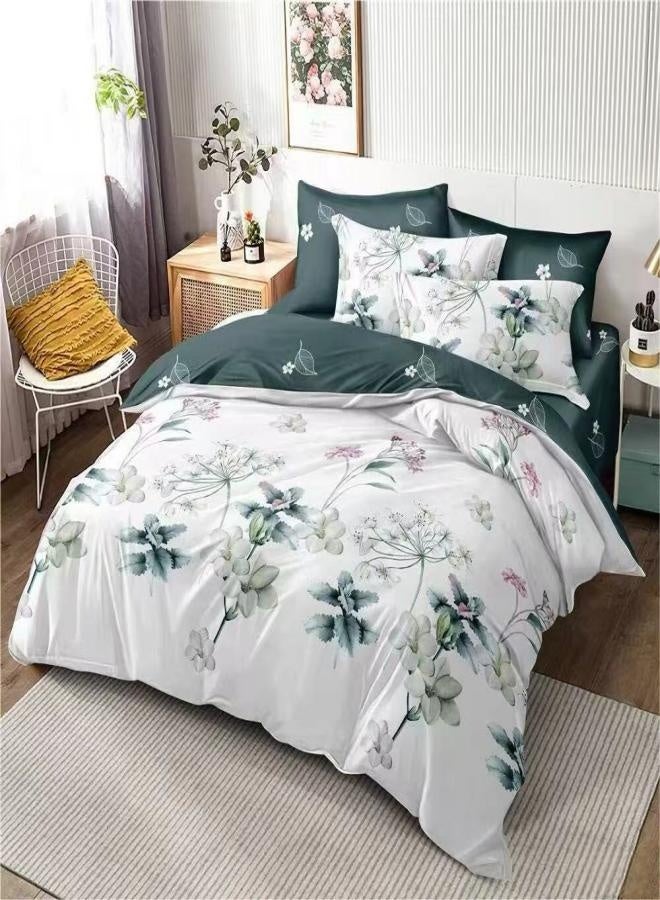 طقم غطاء لحاف فاخر مكون من 6 قطع - مقاسات كينغ/كوين/سنجل - يشمل غطاء لحاف، ملاءة مشدودة و4 أغطية وسائد - بياضات أنيقة ومريحة